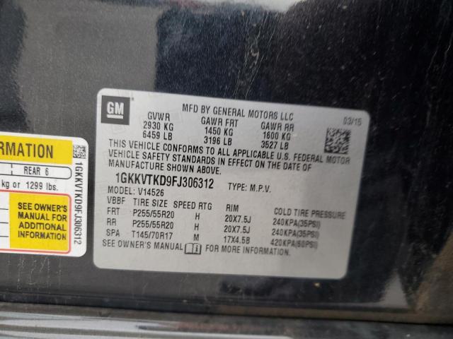 1GKKVTKD9FJ306312 - 2015 GMC ACADIA DENALI შავი ფოტო 13