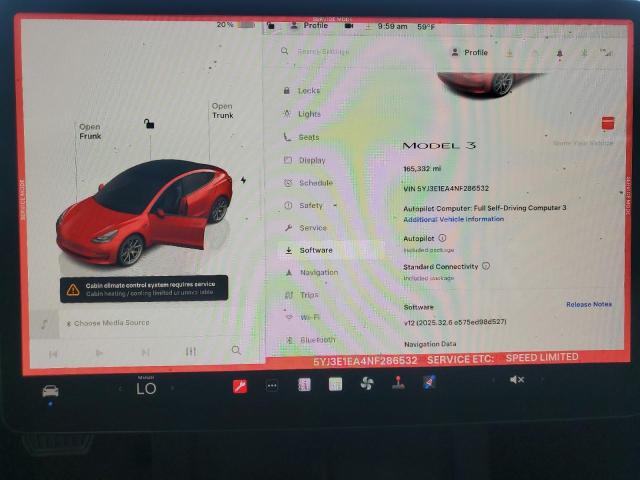 5YJ3E1EA4NF286532 - 2022 TESLA MODEL 3 წითელი ფოტო 9