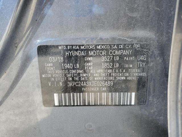 3KPC24A3XJE026489 - 2018 HYUNDAI ACCENT SE Boz foto 12