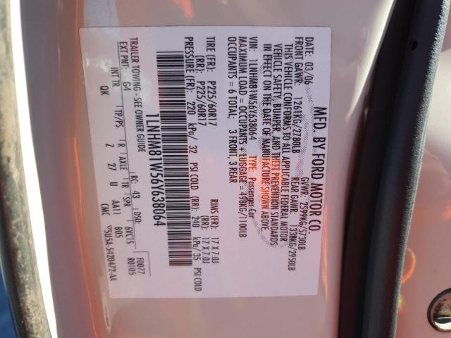 1LNHM81W56Y638064 - 2006 LINCOLN TOWN CAR SIGNATURE Bej fotoğraf 12