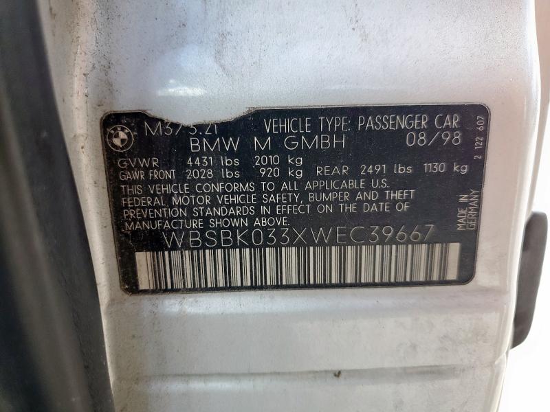 WBSBK033XWEC39667 - 1998 BMW M3 AUTOMATIC SILVER photo 12