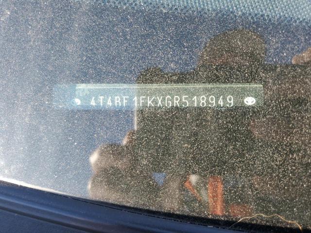 4T4BF1FKXGR518949 - 2016 TOYOTA CAMRY LE 灰色 照片 12