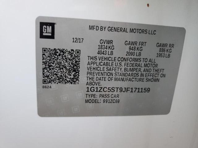 1G1ZC5ST9JF171159 - 2018 CHEVROLET MALIBU LS Білий фото 12