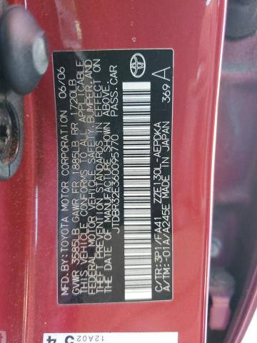 JTDBR32E360095770 - 2006 TOYOTA COROLLA CE 红色 照片 12