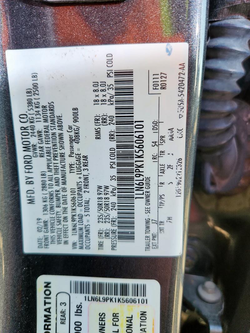 1LN6L9PK1K5606101 - 2019 LINCOLN CONTINENTA GRAY photo 12