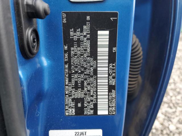 5TFBV54197X006732 - 2007 TOYOTA TUNDRA DOUBLE CAB SR5 BLUE photo 12