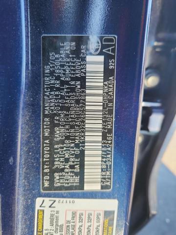 2T1KR32E26C577863 - 2006 TOYOTA COROLLA MA XR BLUE photo 12
