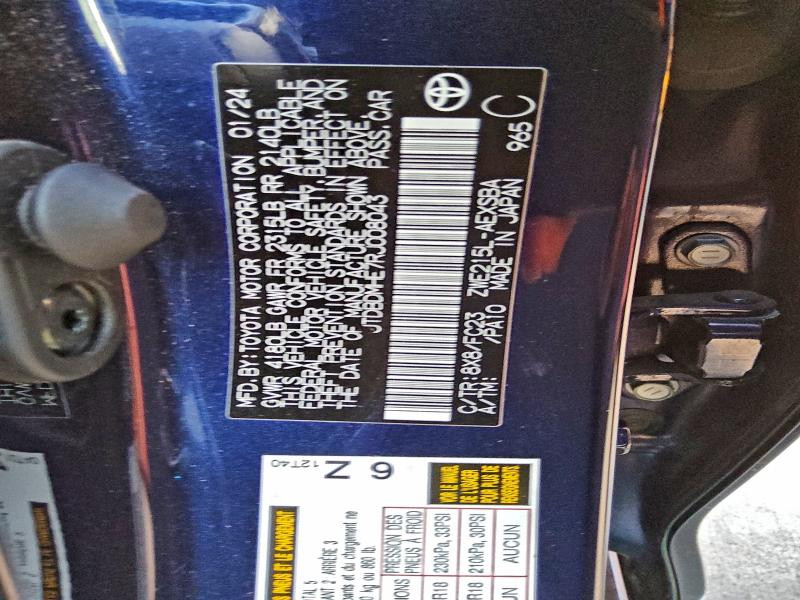 JTDBDMHE7RJ008043 - 2024 TOYOTA COROLLA LE BLUE photo 12