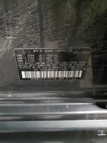 4S3GKAM64K3617643 - 2019 SUBARU IMPREZA SPORT GRAY photo 12