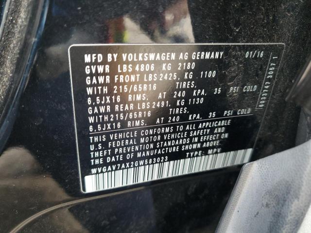 WVGAV7AX2GW583023 - 2016 VOLKSWAGEN TIGUAN S BLACK photo 13