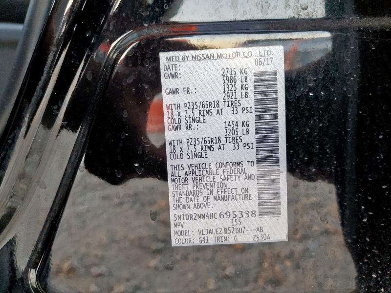 5N1DR2MN4HC695338 - 2017 NISSAN PATHFINDER S BLACK photo 14