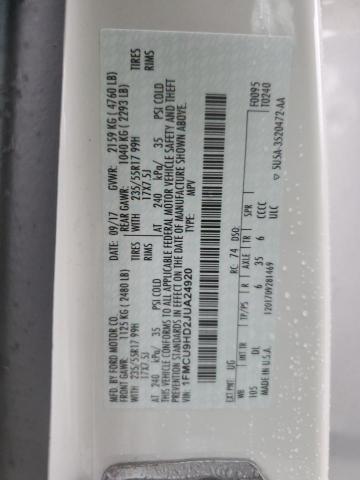 1FMCU9HD2JUA24920 - 2018 FORD ESCAPE SEL WHITE photo 13