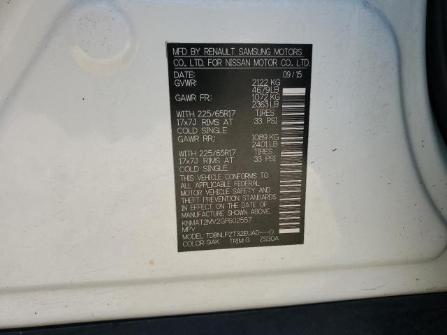 KNMAT2MV2GP602557 - 2016 NISSAN ROGUE S Blanc photo 13