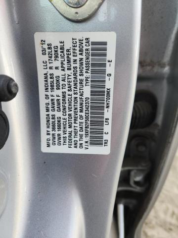 19XFB2F50CE342370 - 2012 HONDA CIVIC LX SILVER photo 12