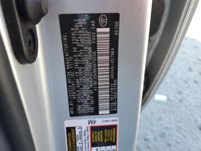 4T1BF3EK8BU675556 - 2011 TOYOTA CAMRY BASE GRAY photo 12