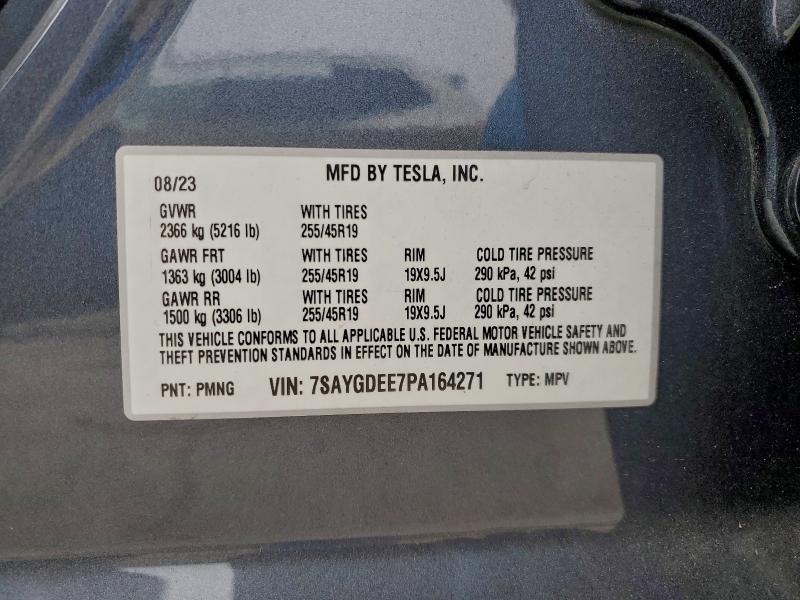 7SAYGDEE7PA164271 - 2023 TESLA MODEL Y ნაცრისფერი ფოტო 13