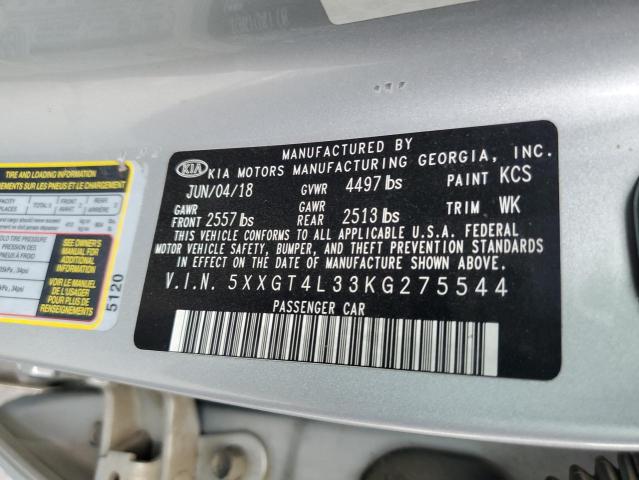 5XXGT4L33KG275544 - 2019 KIA OPTIMA LX SILVER photo 12