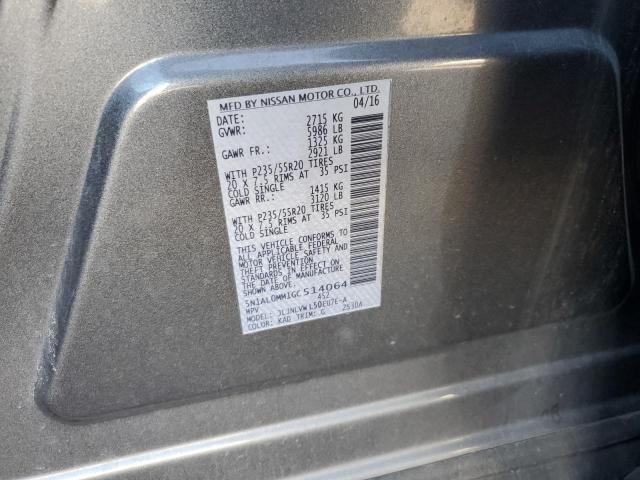 5N1AL0MM1GC514064 - 2016 INFINITI QX60 GRAY photo 13