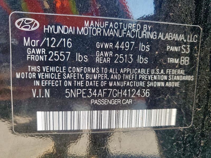 5NPE34AF7GH412436 - 2016 HYUNDAI SONATA SPORT Қара фото 13