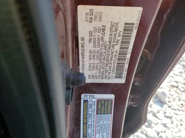 5J6RM4H76GL038145 - 2016 HONDA CR-V EXL BROWN photo 13