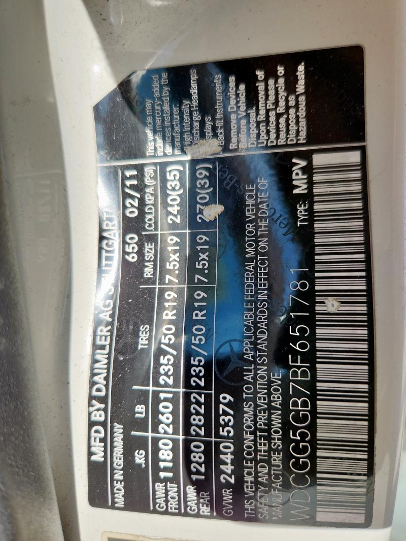 WDCGG5GB7BF651781 - 2011 MERCEDES-BENZ GLK 350 白色 照片 13