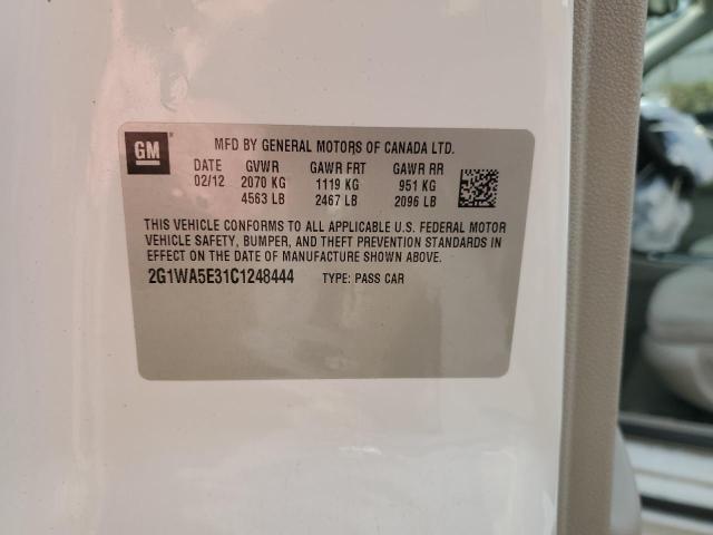 2G1WA5E31C1248444 - 2012 CHEVROLET IMPALA LS WHITE photo 13