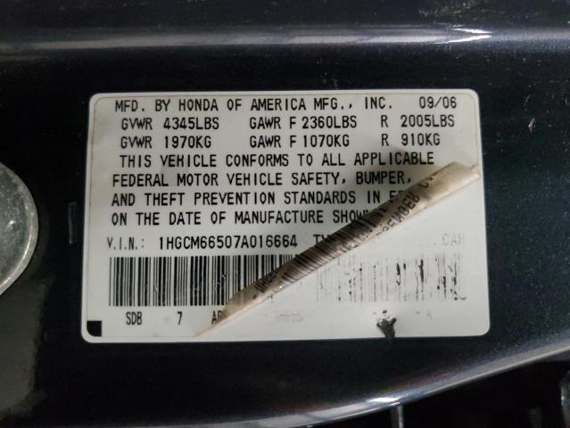 1HGCM66507A016664 - 2007 HONDA ACCORD EX GRAY photo 13