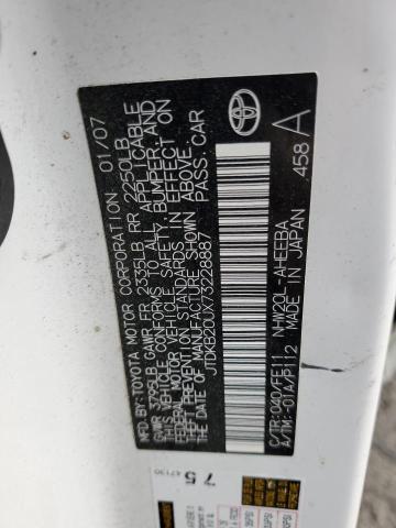 JTDKB20UX73228887 - 2007 TOYOTA PRIUS 白色 照片 12
