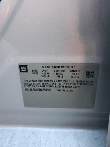 1G1JA6SH0D4238302 - 2013 CHEVROLET SONIC LS 银色 照片 13