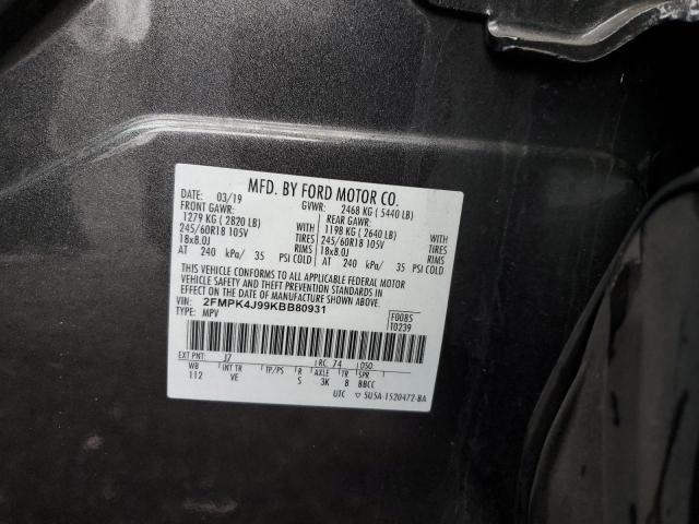 2FMPK4J99KBB80931 - 2019 FORD EDGE SEL Szary zdjęcie 13