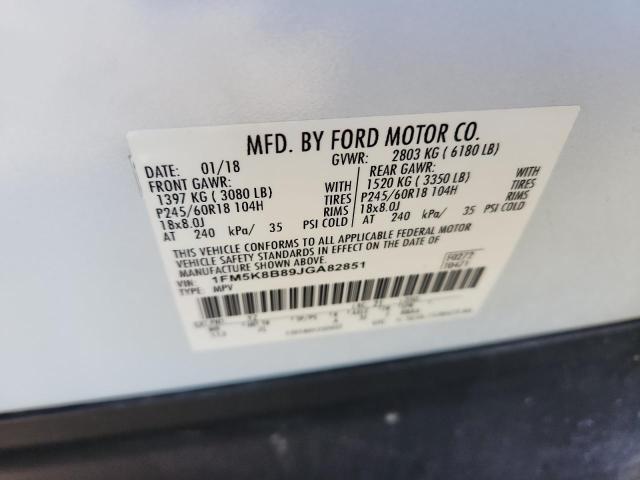 1FM5K8B89JGA82851 - 2018 FORD EXPLORER WHITE photo 13