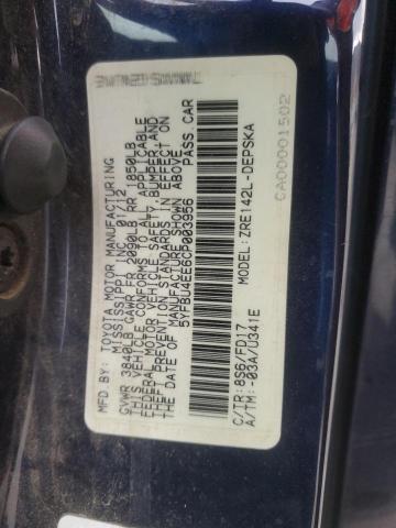 5YFBU4EE6CP003956 - 2012 TOYOTA COROLLA BASE Mavi foto 13