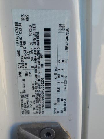 1FMCU9GD0HUC38252 - 2017 FORD ESCAPE SE თეთრი ფოტო 12