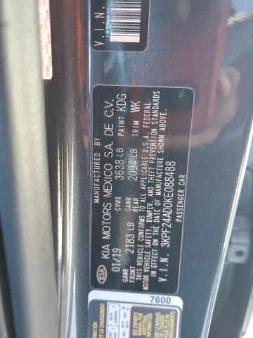 3KPF24AD0KE088488 - 2019 KIA FORTE FE ნაცრისფერი ფოტო 12