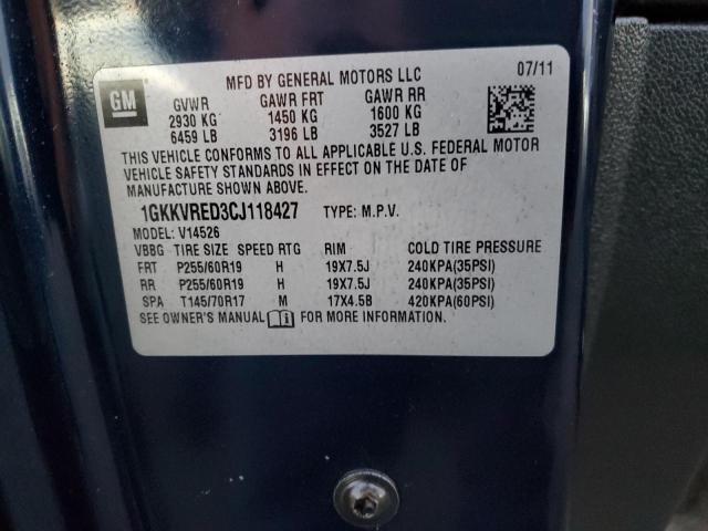 1GKKVRED3CJ118427 - 2012 GMC ACADIA SLT-1 Mavi foto 13