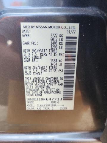 1N6ED1EJ3NN647713 - 2022 NISSAN FRONTIER S ნაცრისფერი ფოტო 12