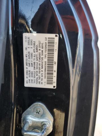 1HGCS21898A003445 - 2008 HONDA ACCORD EXL შავი ფოტო 12