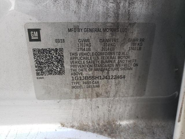1G1JB5SH1J4122464 - 2018 CHEVROLET SONIC LS 银色 照片 12