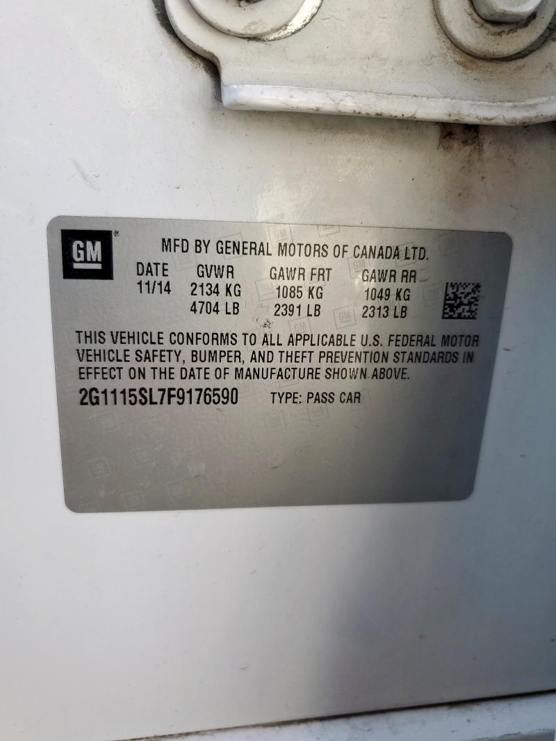 2G1115SL7F9176590 - 2015 CHEVROLET IMPALA LT 白色 照片 12