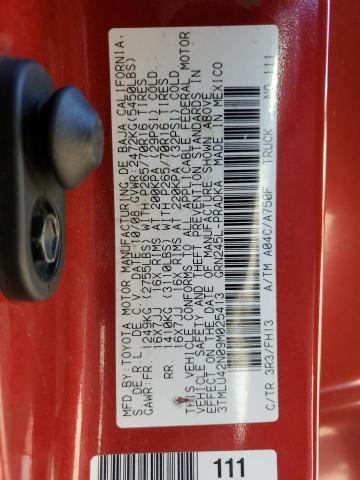 3TMLU42N09M025413 - 2009 TOYOTA TACOMA DOUBLE CAB 红色 照片 12