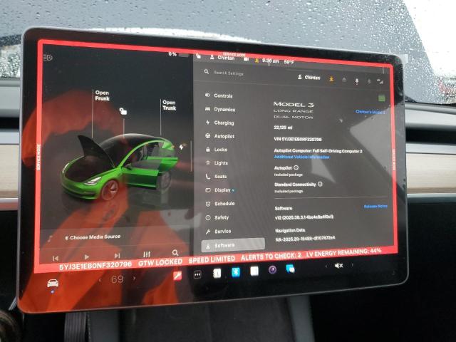 5YJ3E1EB0NF320796 - 2022 TESLA MODEL 3 გრაფიტი ფოტო 9