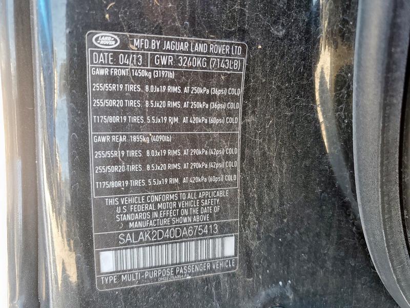 SALAK2D40DA675413 - 2013 LAND ROVER LR4 HSE LUXURY BLACK photo 13