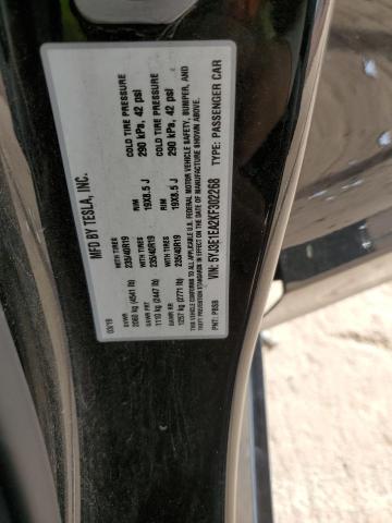 5YJ3E1EA2KF302268 - 2019 TESLA MODEL 3 أسود صورة 12