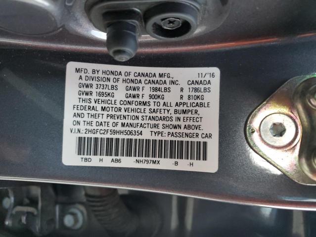 2HGFC2F59HH506354 - 2017 HONDA CIVIC LX Boz foto 13