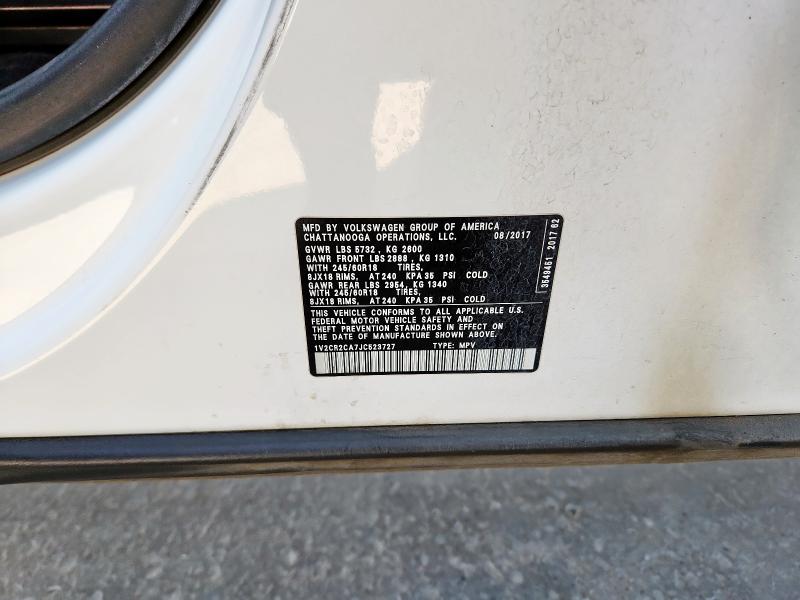 1V2CR2CA7JC523727 - 2018 VOLKSWAGEN ATLAS SE Blanc photo 14