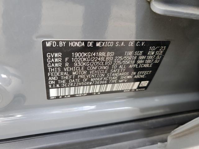 3CZRZ2H50RM736966 - 2024 HONDA HR-V SPORT GRAY photo 13