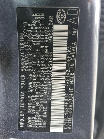 2T1BU4EE6AC450865 - 2010 TOYOTA COROLLA BASE 灰色 照片 12