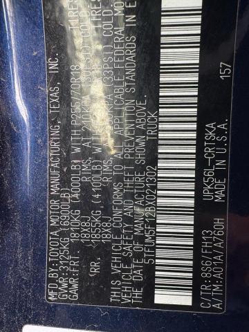 5TFUM5F12BX02130 - 2011 TOYOTA TUNDRA DOUBLE CAB SR5 BLUE photo 10