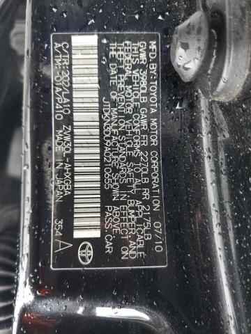JTDKN3DU9A0210655 - 2010 TOYOTA PRIUS BLACK photo 12