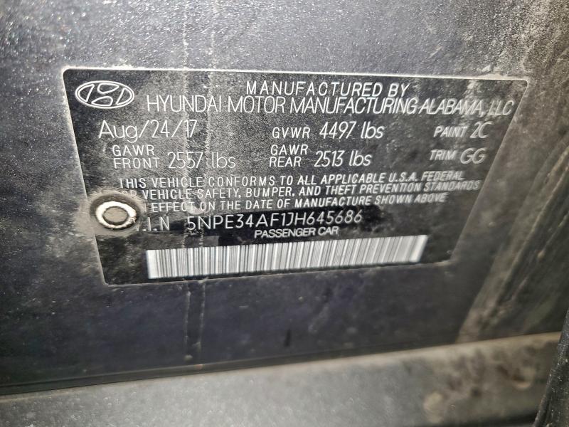 5NPE34AF1JH645686 - 2018 HYUNDAI SONATA SPORT ნაცრისფერი ფოტო 12